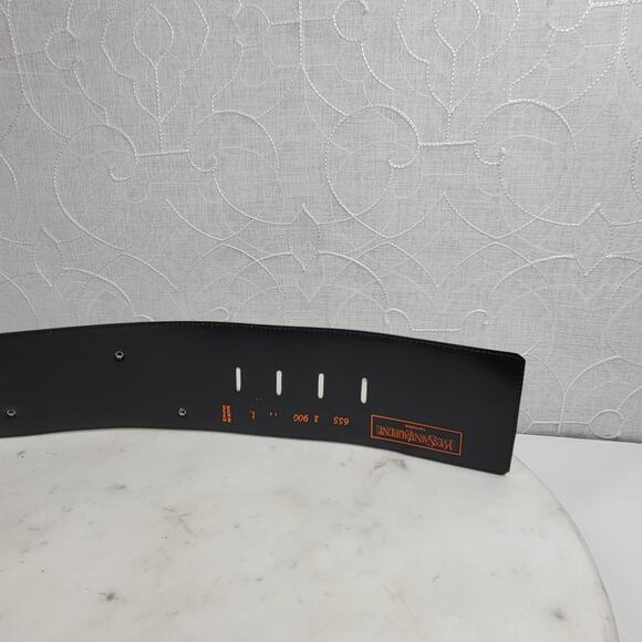 Vintage Yves Saint Laurent Wide Belt S Brown Leather‎ Buckle Rhinestone Rivets main image 15